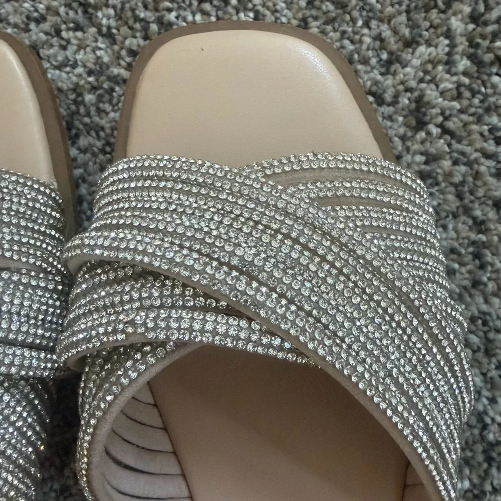 a new day Beige Embellished Slide Sandals